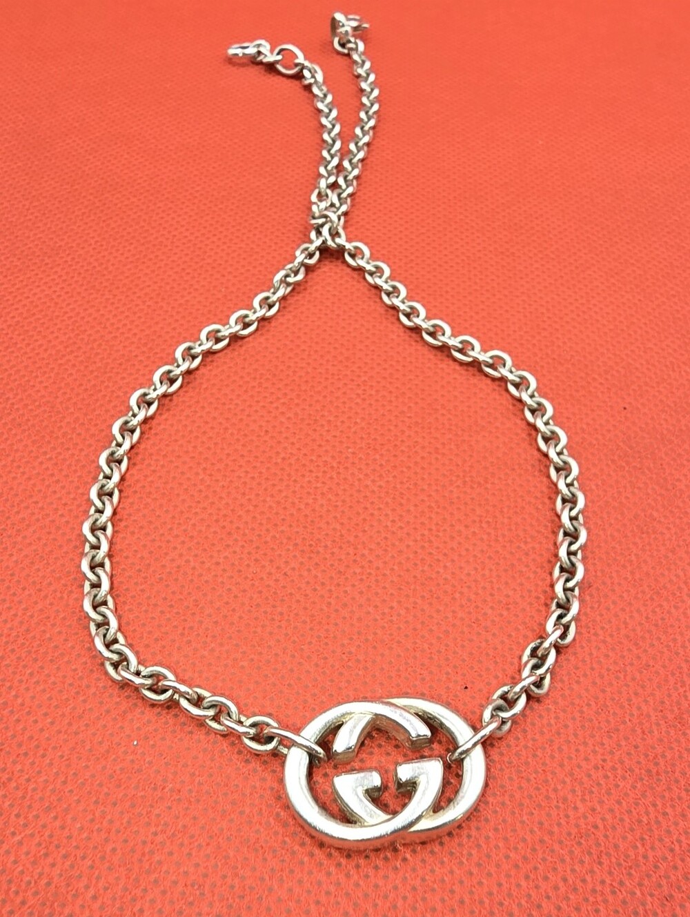 Gucci Sterling Silver Logo Necklace